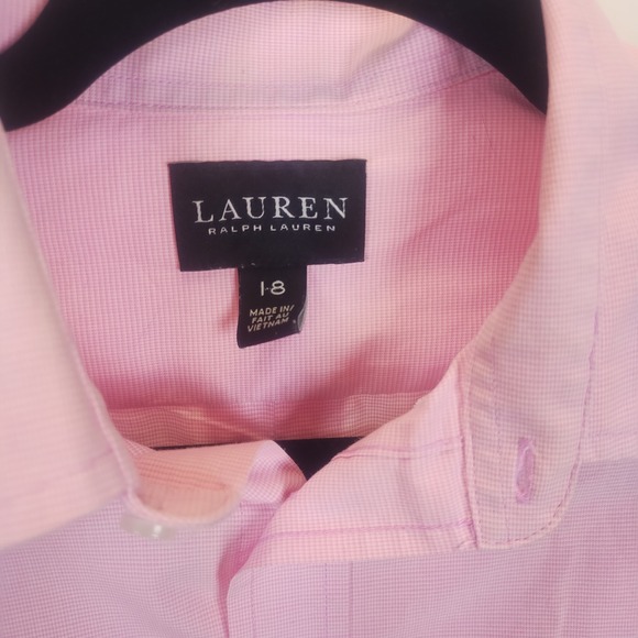 Lauren Ralph Lauren Long Sleeve Button Down Shirt Boys 18 Pink Logo Black Label - Picture 6 of 10